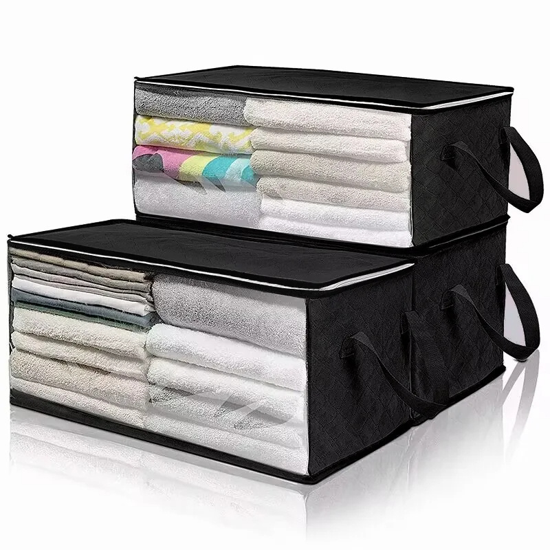 Large Capacity Folding Under Bed Quilt Blanket Home Clothes Storage Bag Durable Dustproof Zipper Closure Organizer With Handle