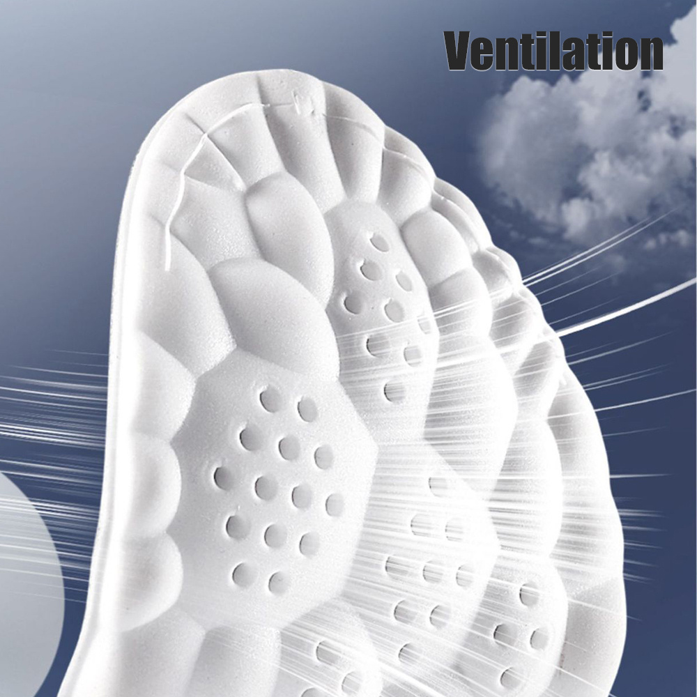 4D Shock Absorption Sports Insoles Soft Breathable Orthopedic High-elastic Running Shoe Pad For Men Women Latex Massage Insole