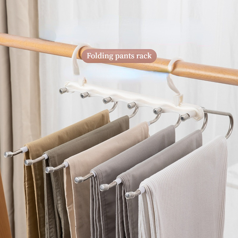 Multifunctional Hanger Folding Pants Storage Rack Clothes Organizer Hangers Save Wardrobe Space Bedroom Closets Organizer