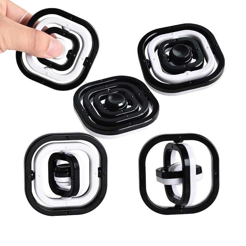 3D Infinite Flip Top Creative Fingertip Top Decompression Toy Fidget Stress Relief Spinner Ring Desk Toys Cube Spinner Gyro