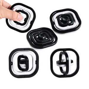 3D Infinite Flip Top Creative Fingertip Top Decompression Toy Fidget Stress Relief Spinner Ring Desk Toys Cube Spinner Gyro