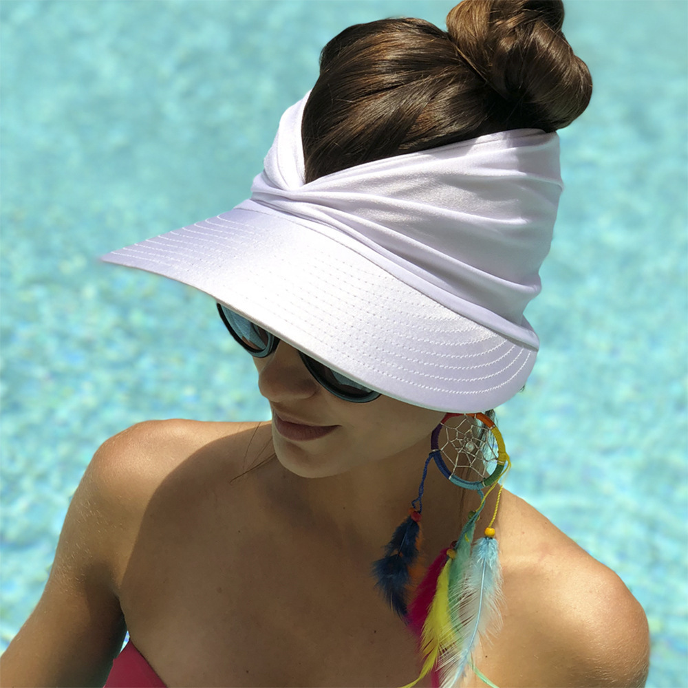 Polyamide Sun Protect Wide Brim Sunhat Women Outdoor Summer Hat Open Top Hollow Cap Adult Sun Visor Hat Travel Seaside Beach Hat