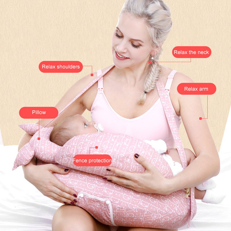 Nursing Pillow for Breastfeeding Mom and Baby with Adjustable Waist Strap Removable Cotton Cover