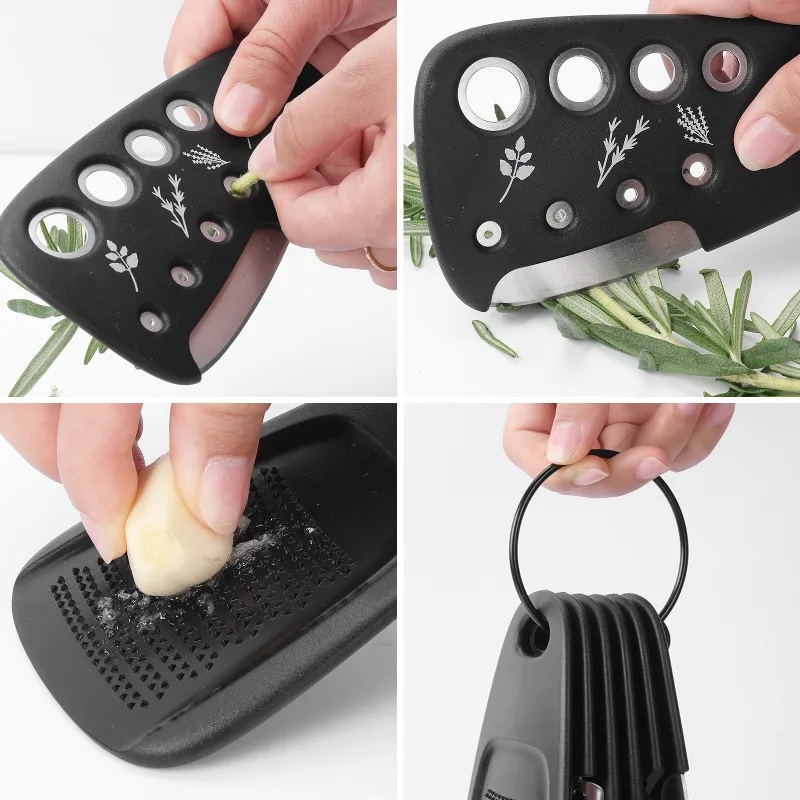 Stackable Kitchen Gadgets 6 Piece Melon Grater Herb Cutter Garlic Grater Can Opener Cheese Grater Pizza Cutter