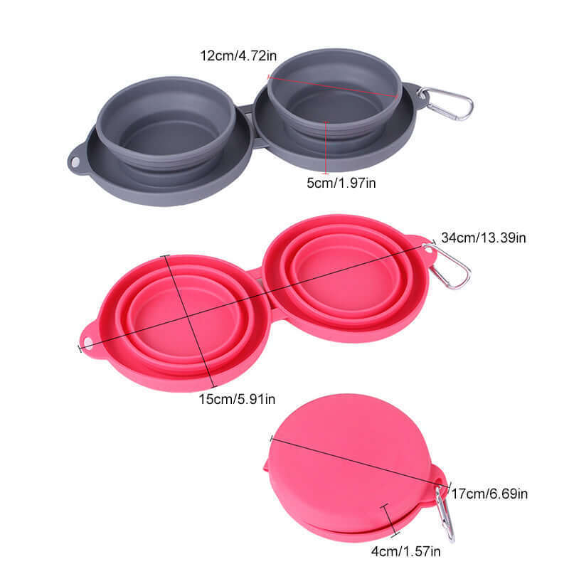 Thickened TPE Folding Silicone Pet Bowls Outdoor Pet Double Bowls Tableware Wholesale Pet Supplies Portable Dog Bowls