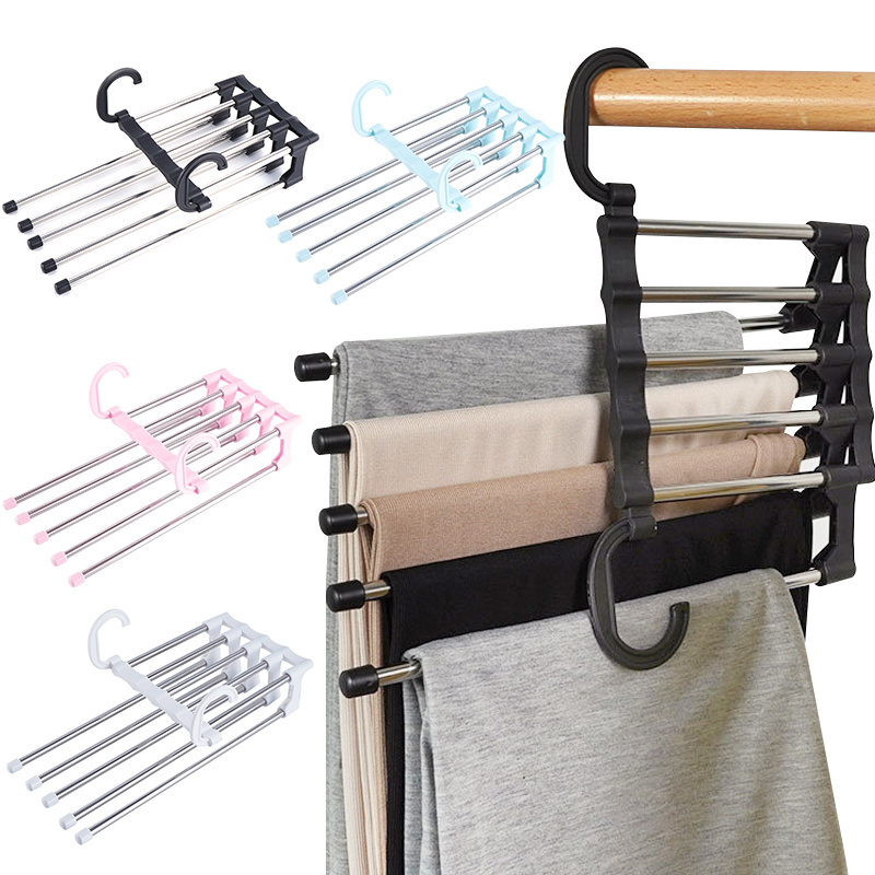 Multifunctional Hanger Folding Pants Storage Rack Clothes Organizer Hangers Save Wardrobe Space Bedroom Closets Organizer