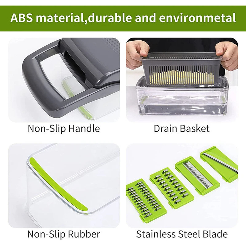 Multifunctional Vegetable Chopper Slicer Shredder with Basket Fruit Slicer Potato Shredder Carrot Grind Home Gadgets