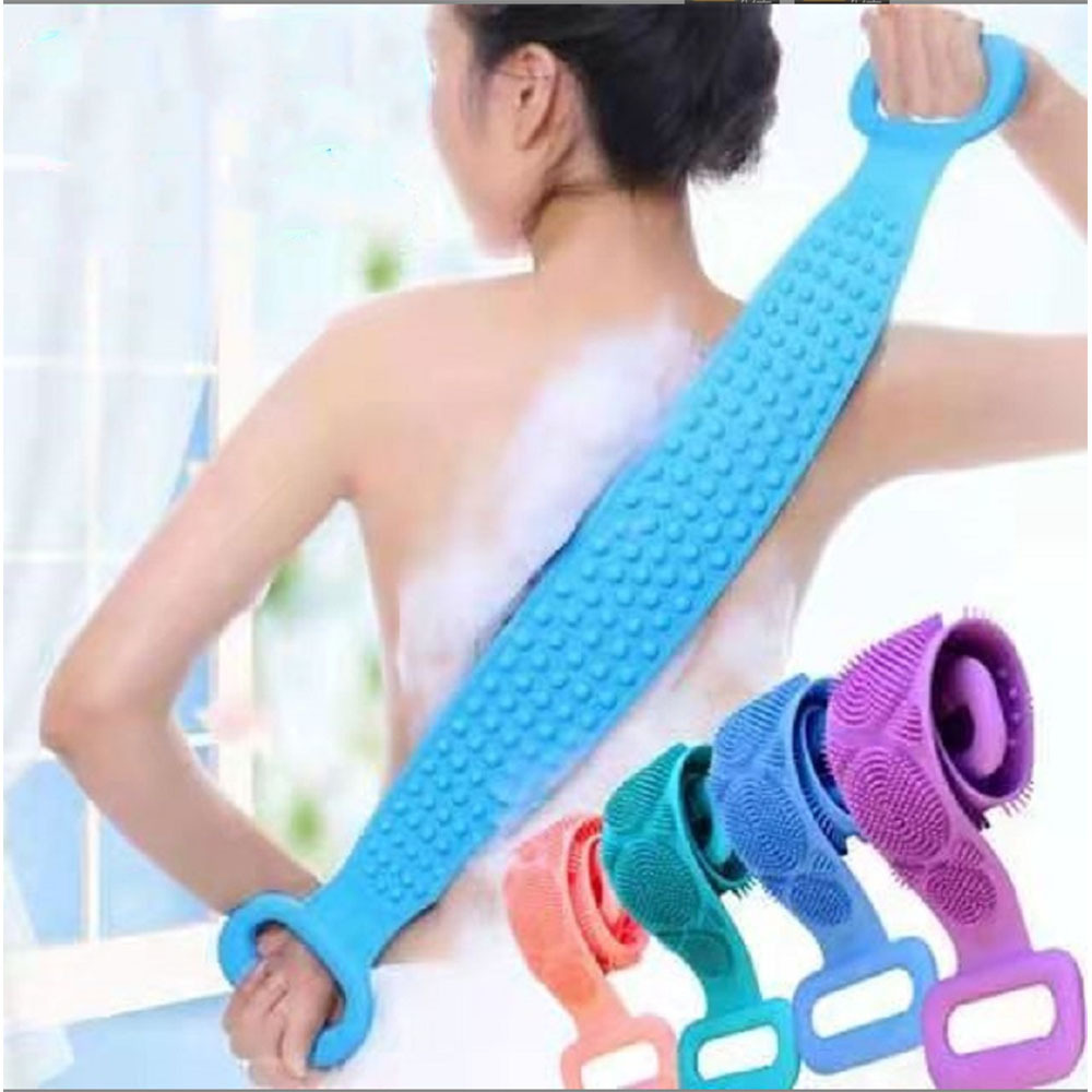 Silicone Body Scrubber Bath Brush Exfoliating Shower Brush Bath Belt Body Scrub Back Massage Brush Cleaning Strap Bathing Tools