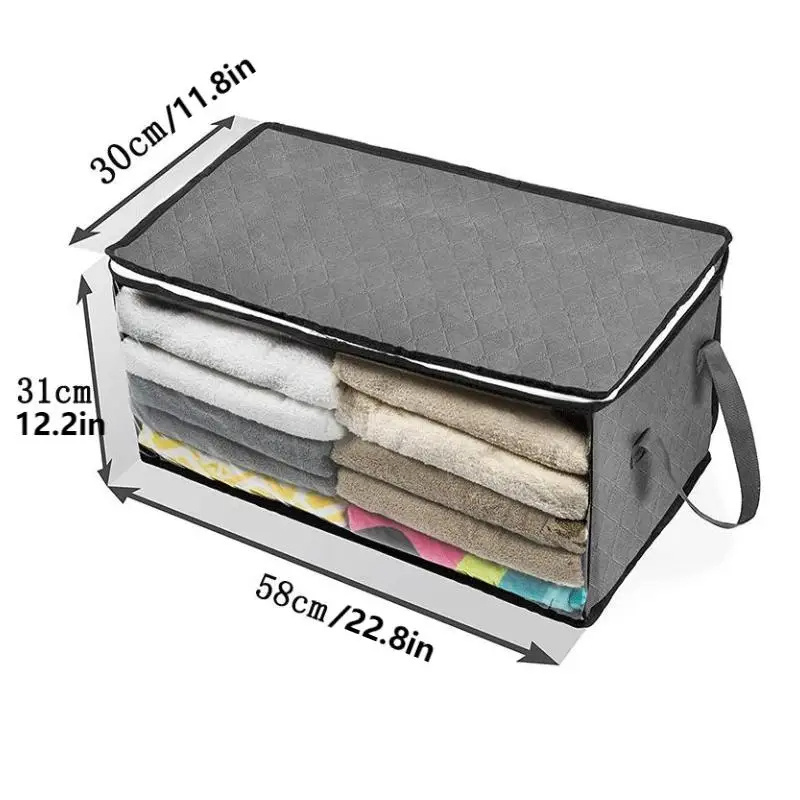 Large Capacity Folding Under Bed Quilt Blanket Home Clothes Storage Bag Durable Dustproof Zipper Closure Organizer With Handle