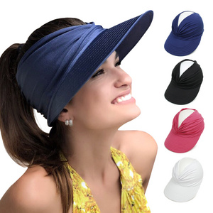 Polyamide Sun Protect Wide Brim Sunhat Women Outdoor Summer Hat Open Top Hollow Cap Adult Sun Visor Hat Travel Seaside Beach Hat