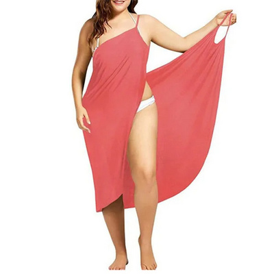 Summer Beach Sexy Women Solid Color Wrap Dress Sun Protection Bikini Cover Up Sarongs Female Bathing Suit Swimwear