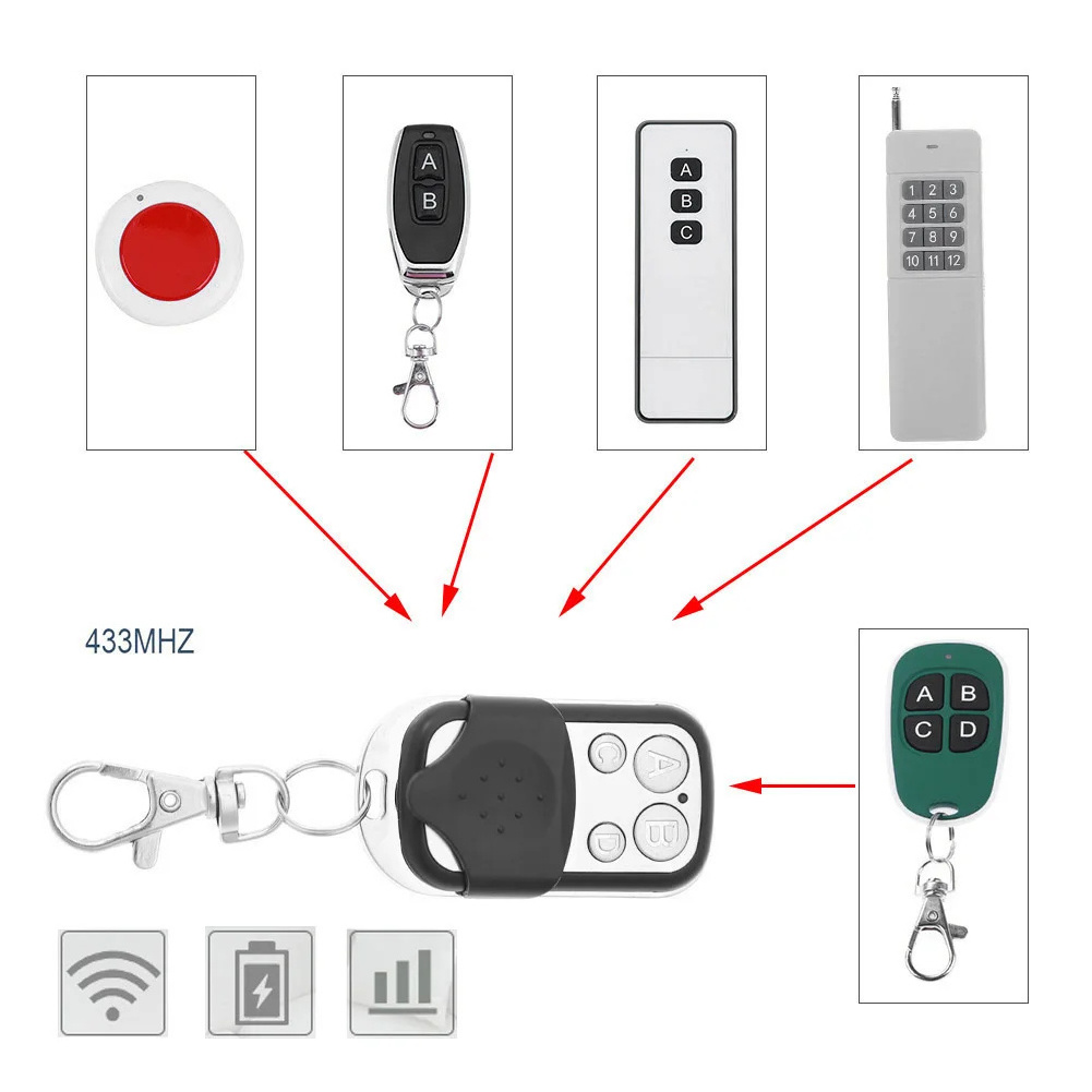 433MHz Smart Copy Duplicator Remote Control 4 Button Electric Garage Door Gate Remote Cloning 433.92 MHz Transmitter