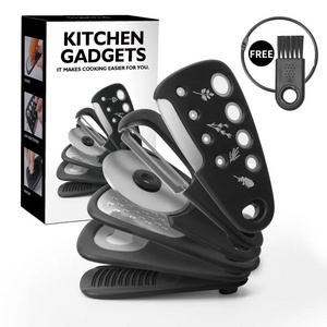 Stackable Kitchen Gadgets 6 Piece Melon Grater Herb Cutter Garlic Grater Can Opener Cheese Grater Pizza Cutter