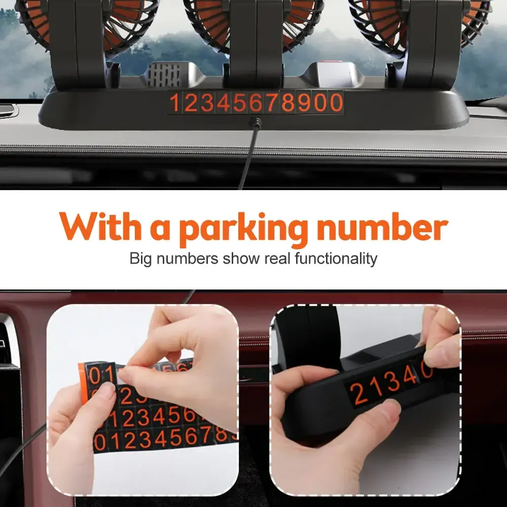 Car Fan 360 Adjustable 3 Head Air Fan Automotive Electric Fan USB/12V/24V Fan 2 Speeds Car Silent Fan For Home Desk Office&Car