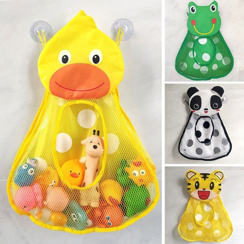 Duck Frog Bath Toy Storage Bag Organize Water Toys Game Bag for Kids Strong Suction Cups Durable Polyester Perfect Gift for Xmas