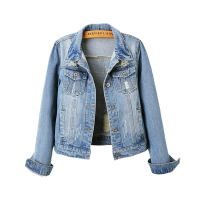 2023 Hot Sale Blue Denim Jacket Women Short Jean Denim Coat Ladies Bike Jackets Woman Apparel