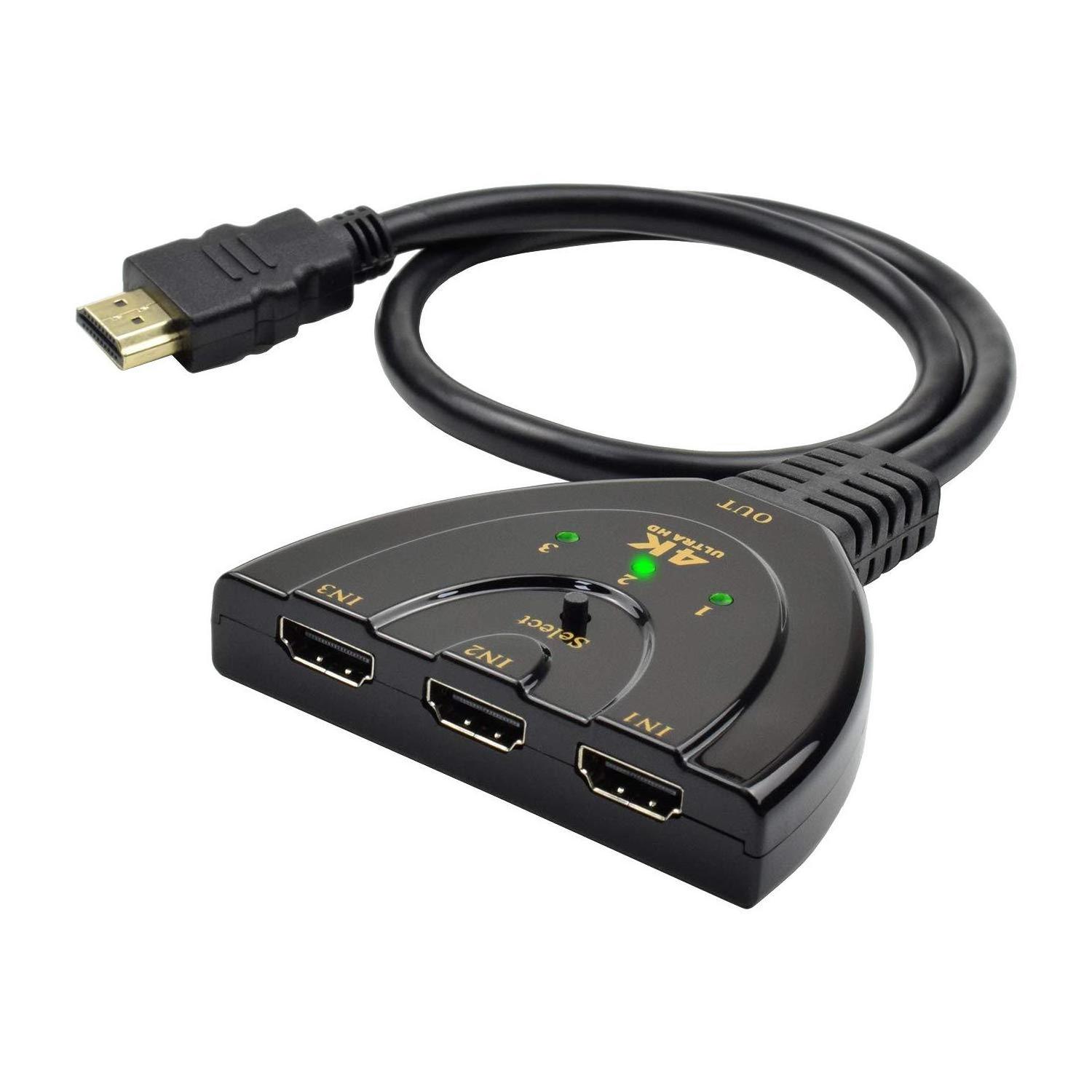 compatible Switch KVM Splitter 4K 2K 3D 3 input 1 Output Mini 3 Port VIdeo Switcher HUB 1080P For DVD HDTV Xbox PS3 PS4