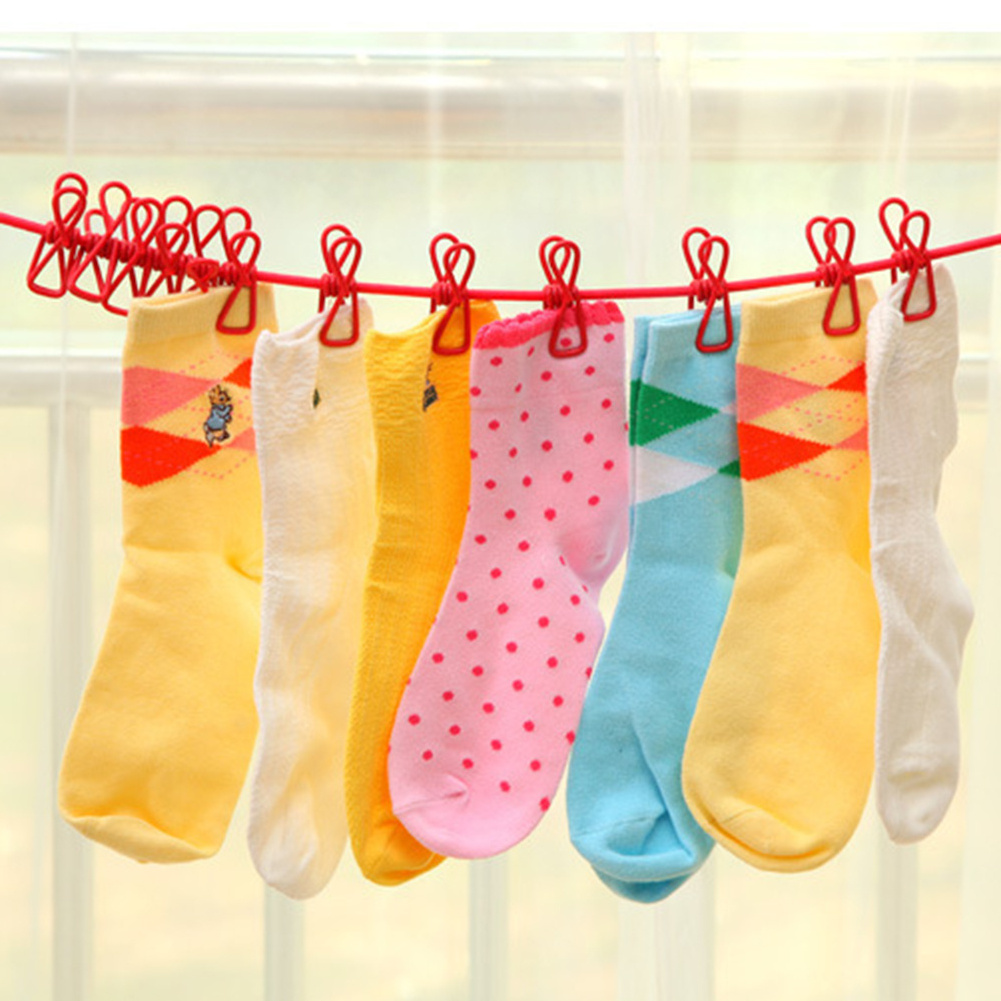 Clothes Drying Rack Rope Retractable Portable Clothesline Storage Clothing line with 12 Clips for Laundry Drying line Camping