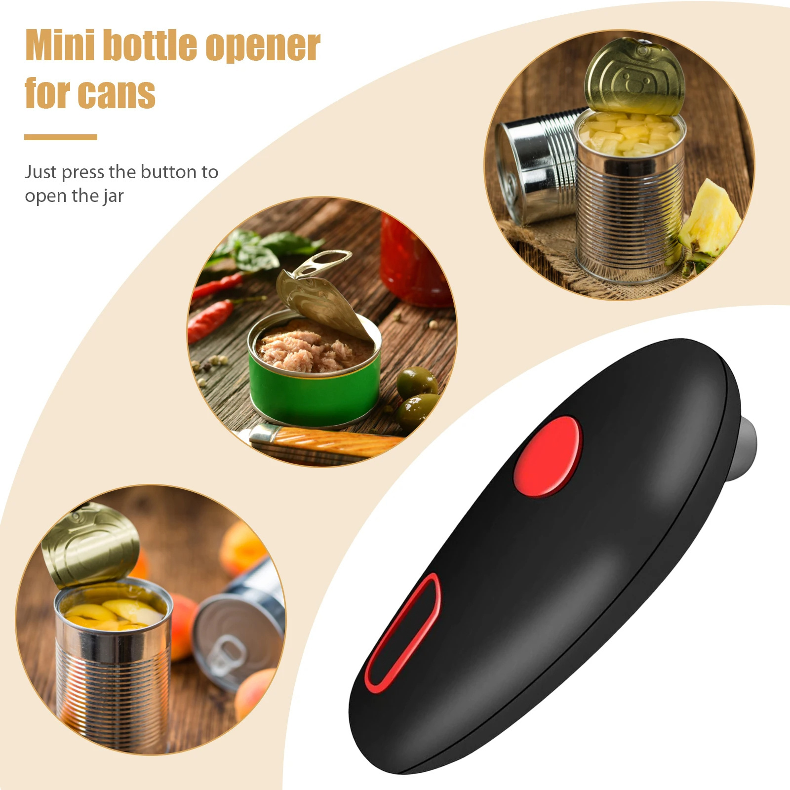 Portable Electric Can Opener Bottle Handheld Automatic Jar Opener Mini One Touch Opening Kitchen Safety Tools For Household