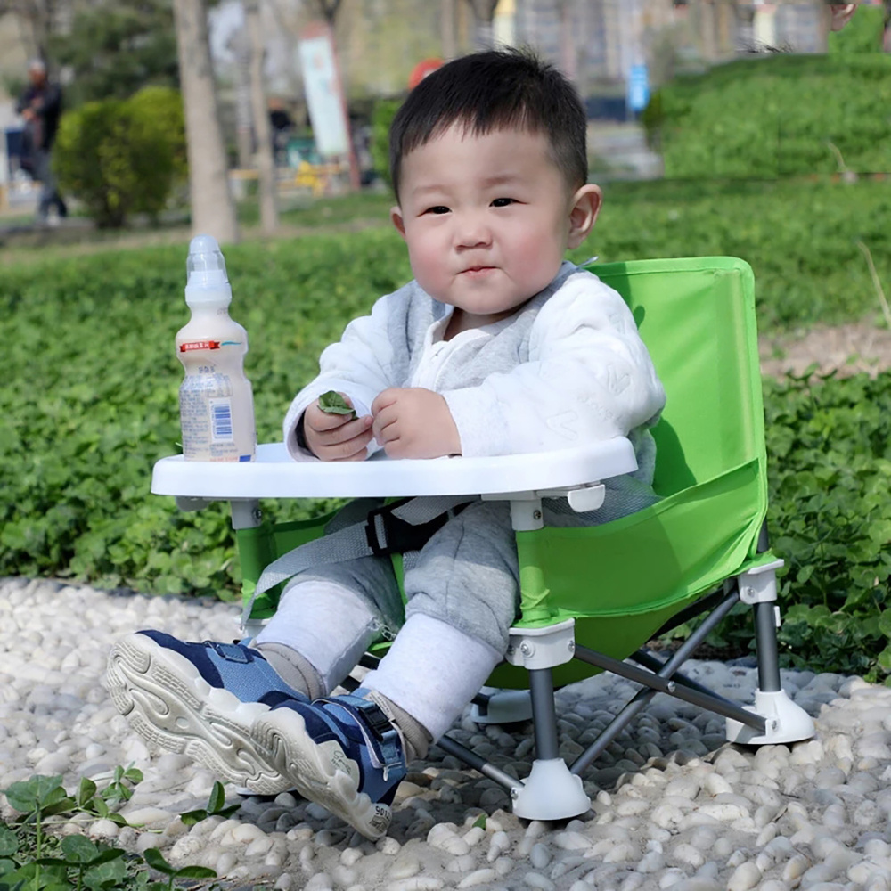 Outdoor baby beach dinning Chair Mini Folding Portable Camping Chair for Kids Travel Booster Seat With Tray