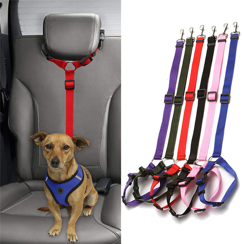 Nylon Dog Seatbelts Safety Pet Car Seat Belt Adjustable Dog Leash Headrest Restraint Harness Strap for Vehicle Dog Accessories