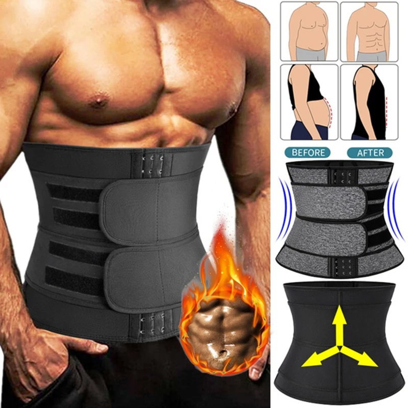 Men Slimming Shapewear Waist Trainer Belt Back Support Lumbar Belts Sauna Sweat Workout Tank Tops Shapewear Fat Burner