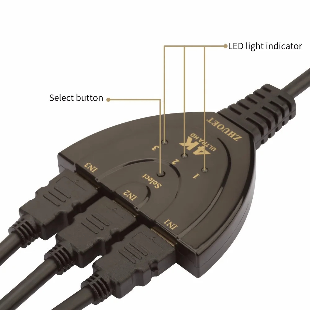 compatible Switch KVM Splitter 4K 2K 3D 3 input 1 Output Mini 3 Port VIdeo Switcher HUB 1080P For DVD HDTV Xbox PS3 PS4