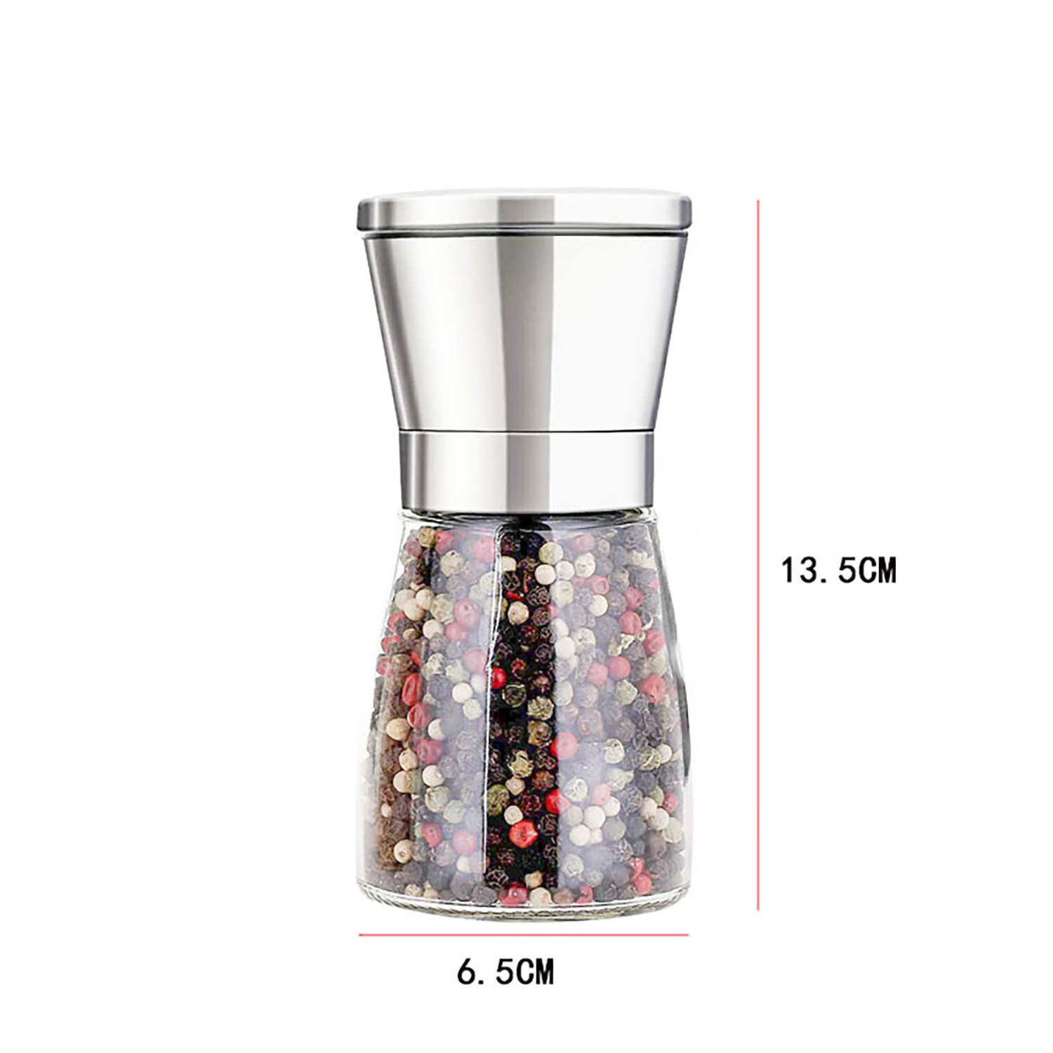 Dual Purpose Pepper Grinder Stainless Steel Double Head Kitchen Tools Sea Salt & Black Pepper Spice Manual Double Head Grinder