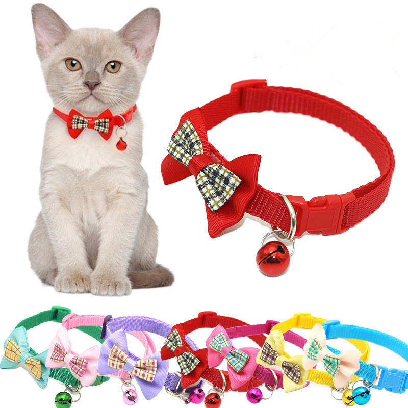 Pet Collar With Bell Cartoon Footprint Colorful Dog Puppy Cat Accessories Kitten Collar Adjustable Safety Bell Ring Necklace Pet