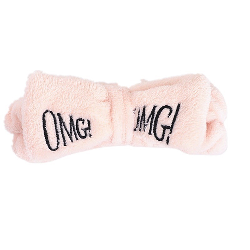 OMG Letter Bow Headbands Versatile Girls Women Wash Face Soft Turbans Elastic Hair Bands Coral Fleece Makeup Assistant Headwear