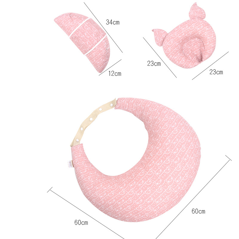 Nursing Pillow for Breastfeeding Mom and Baby with Adjustable Waist Strap Removable Cotton Cover