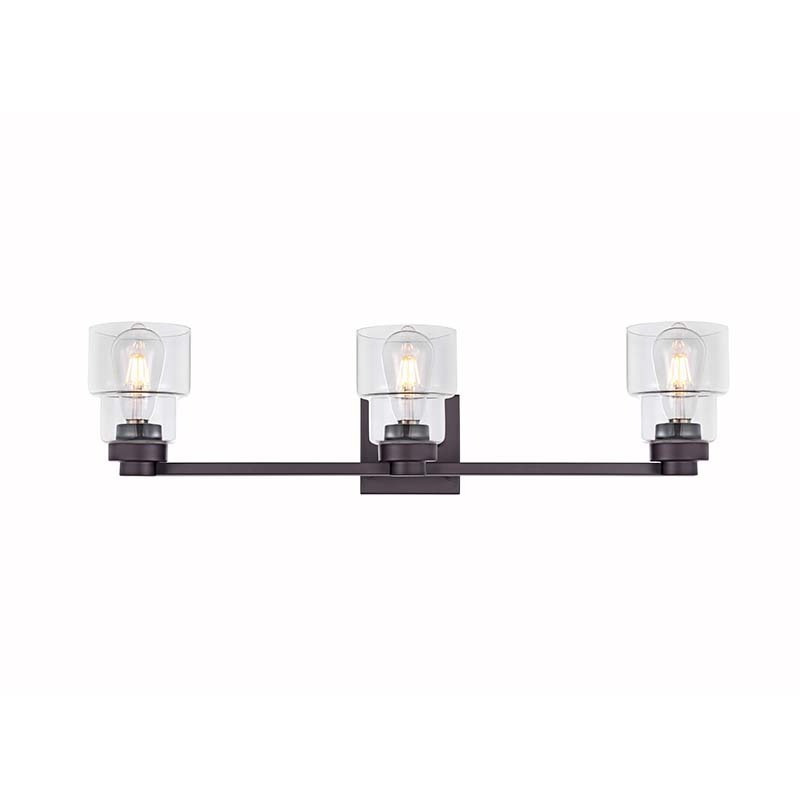 3 light clear glass oil rubber bronze bath wall mounted vanity light modern indoor  fixture