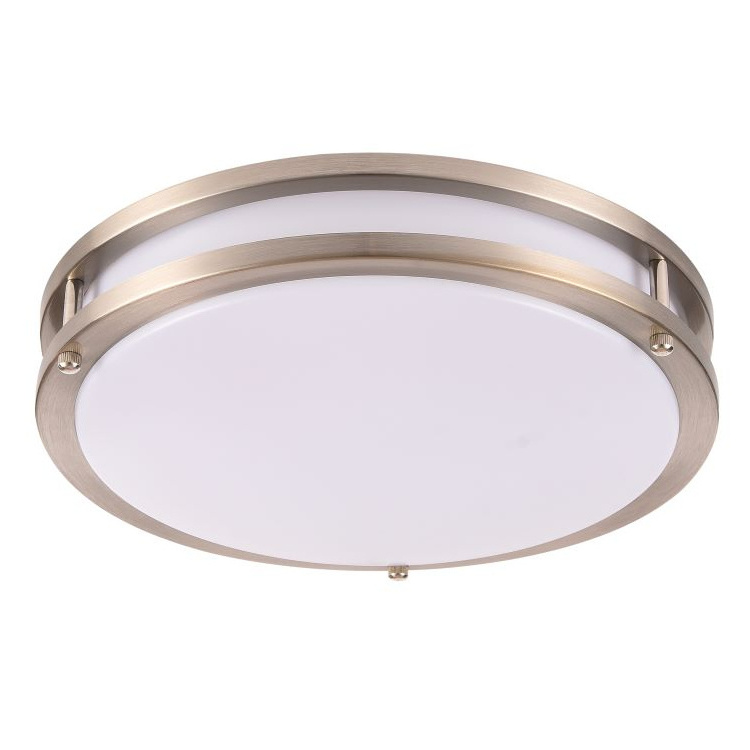 12''   2-ring   round  15W   high lumen  5CCT dimmable ceiling light led bathroom fixture with brushed nickel finish