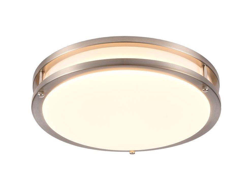 12''   2-ring   round  15W   high lumen  5CCT dimmable ceiling light led bathroom fixture with brushed nickel finish