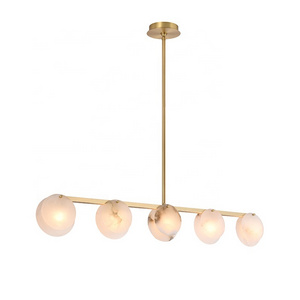 Alabaster pendant chandelier   light  brass finish  hanging lights fixture for interior marble lights