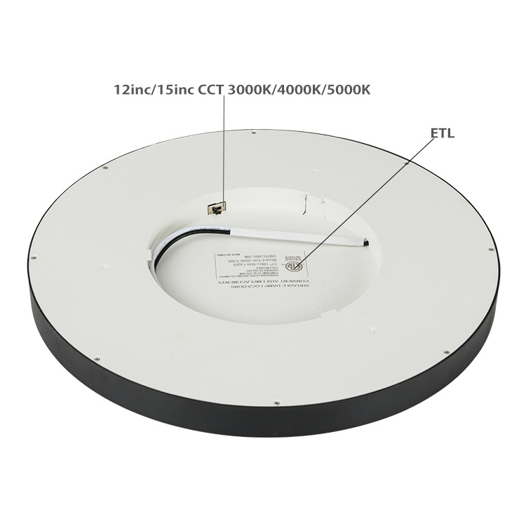 white black finished  surface mount ceiling light 120V for J-box etl approved Dimmable 7 inch flat panel light