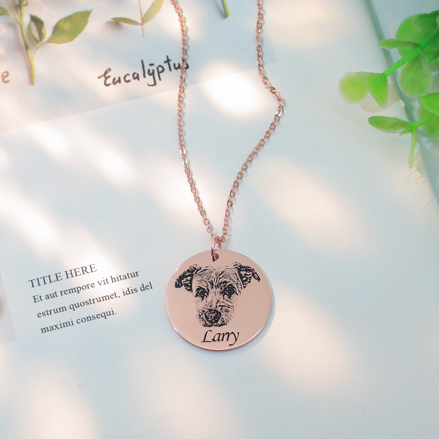 Custom Dog Necklace Personalized 925 Sterling Silver Rose Gold Plated Circle Pendant Pet Photo Charm Jewelry For Kids Gift