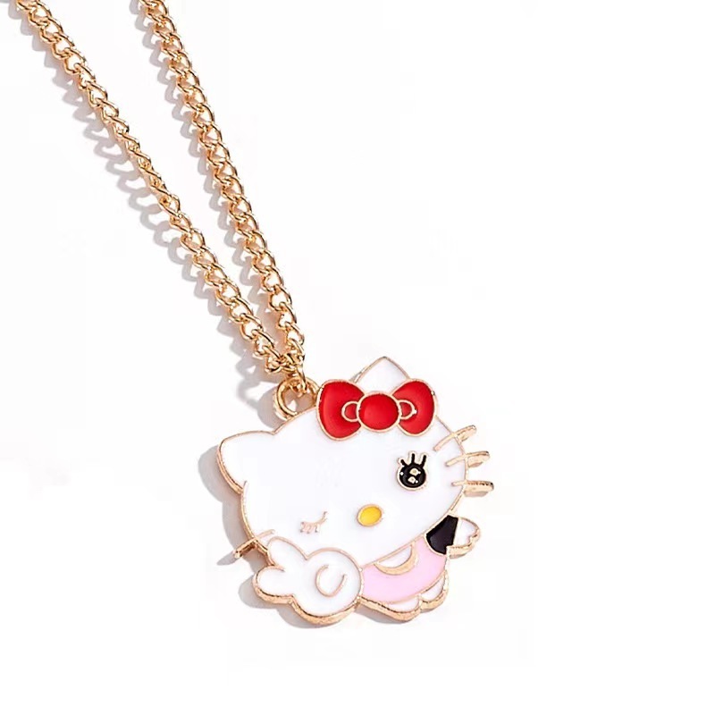 Wholesale Cartoon KT Cat Necklace Personalized Colorful Cut Cat Fashion Jewelry For Kids Girls Christmas Gift