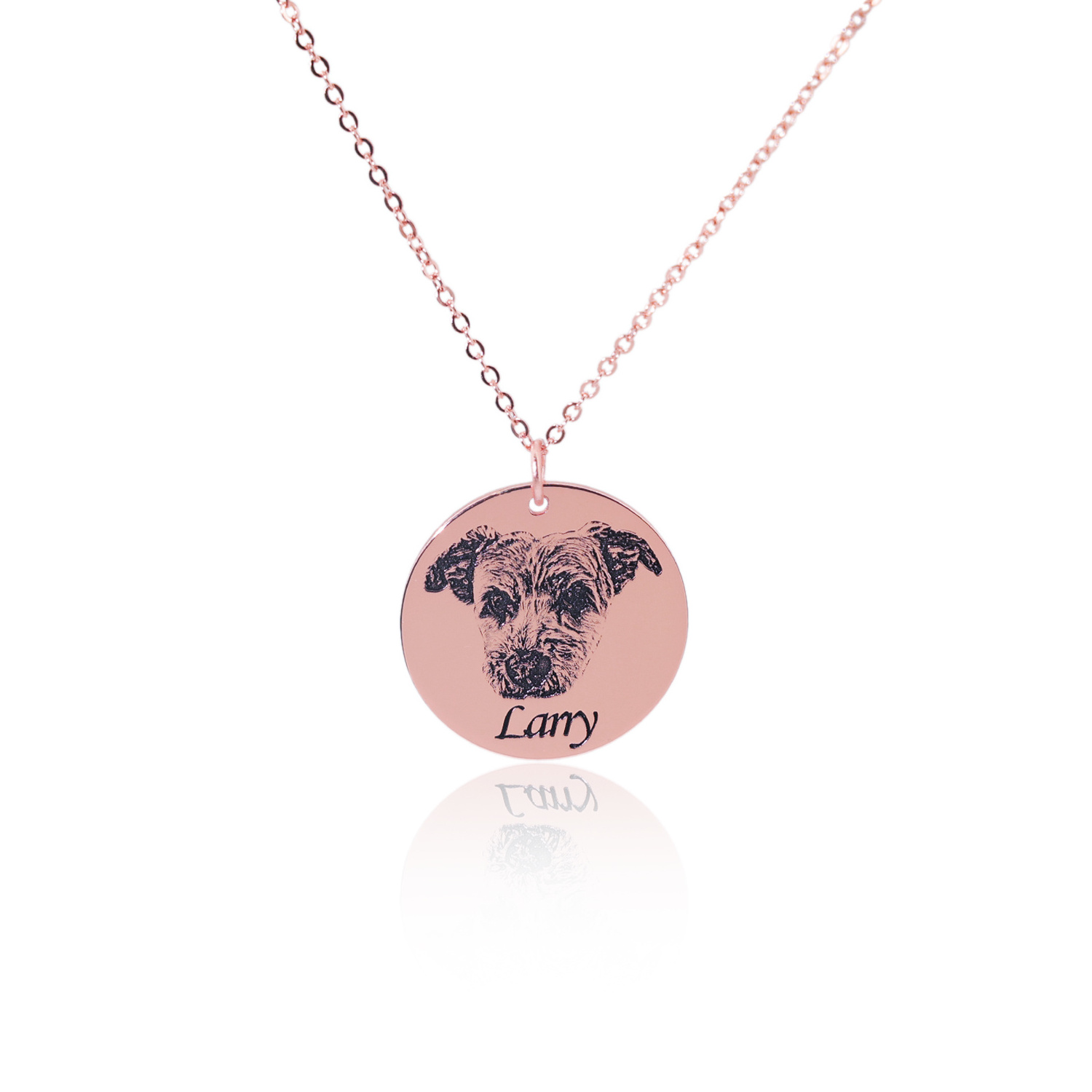 Custom Dog Necklace Personalized 925 Sterling Silver Rose Gold Plated Circle Pendant Pet Photo Charm Jewelry For Kids Gift