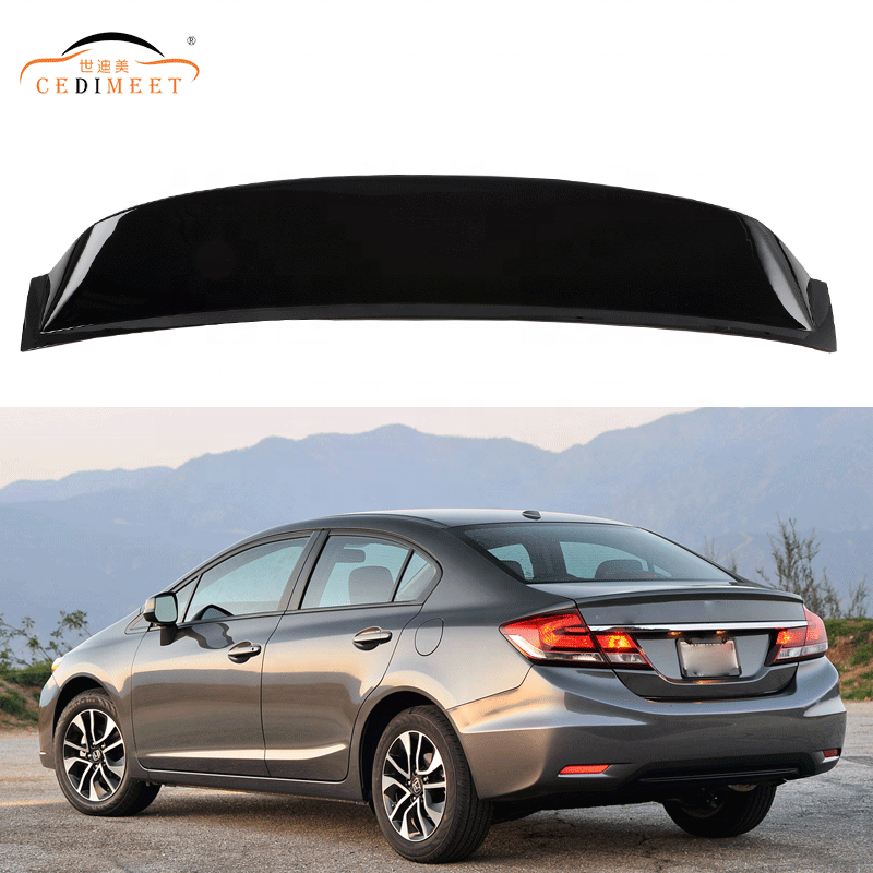 Factory Racing Wing Car Exterior Rear Spoiler Deflector Black Acrylic Material Rear Boot Spoiler For Civic 2012-2015