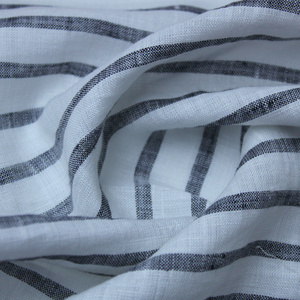 Cheap stripe 100% pure stone washed yarn dyed organic linen fabric for shirt dress YARN DYED FABRIC