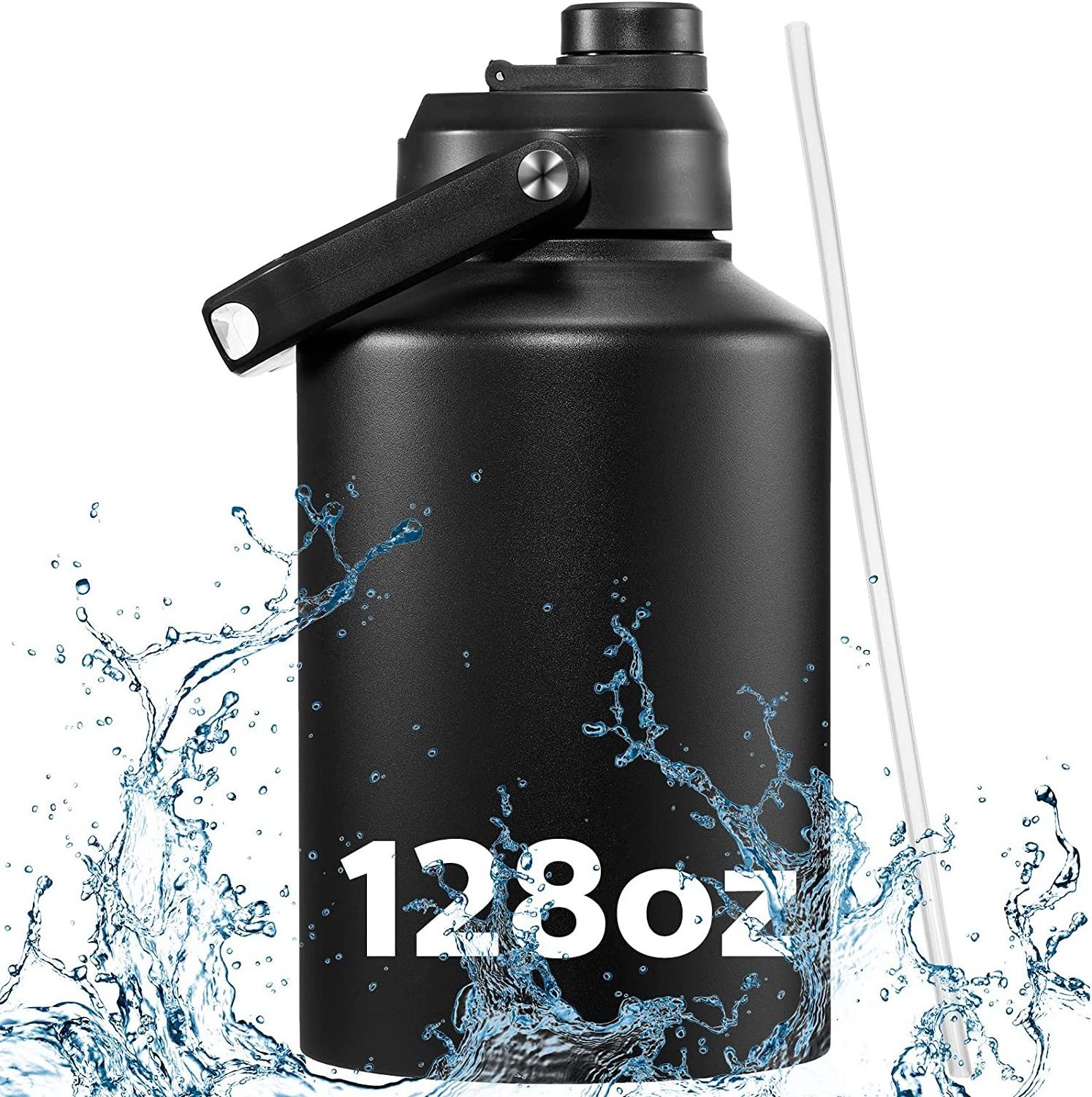 128OZ Insulated Water Jug One Gallon Vacuum flask Bicycle Water Bottle Stainless steel Handle bottle insulated tumbler