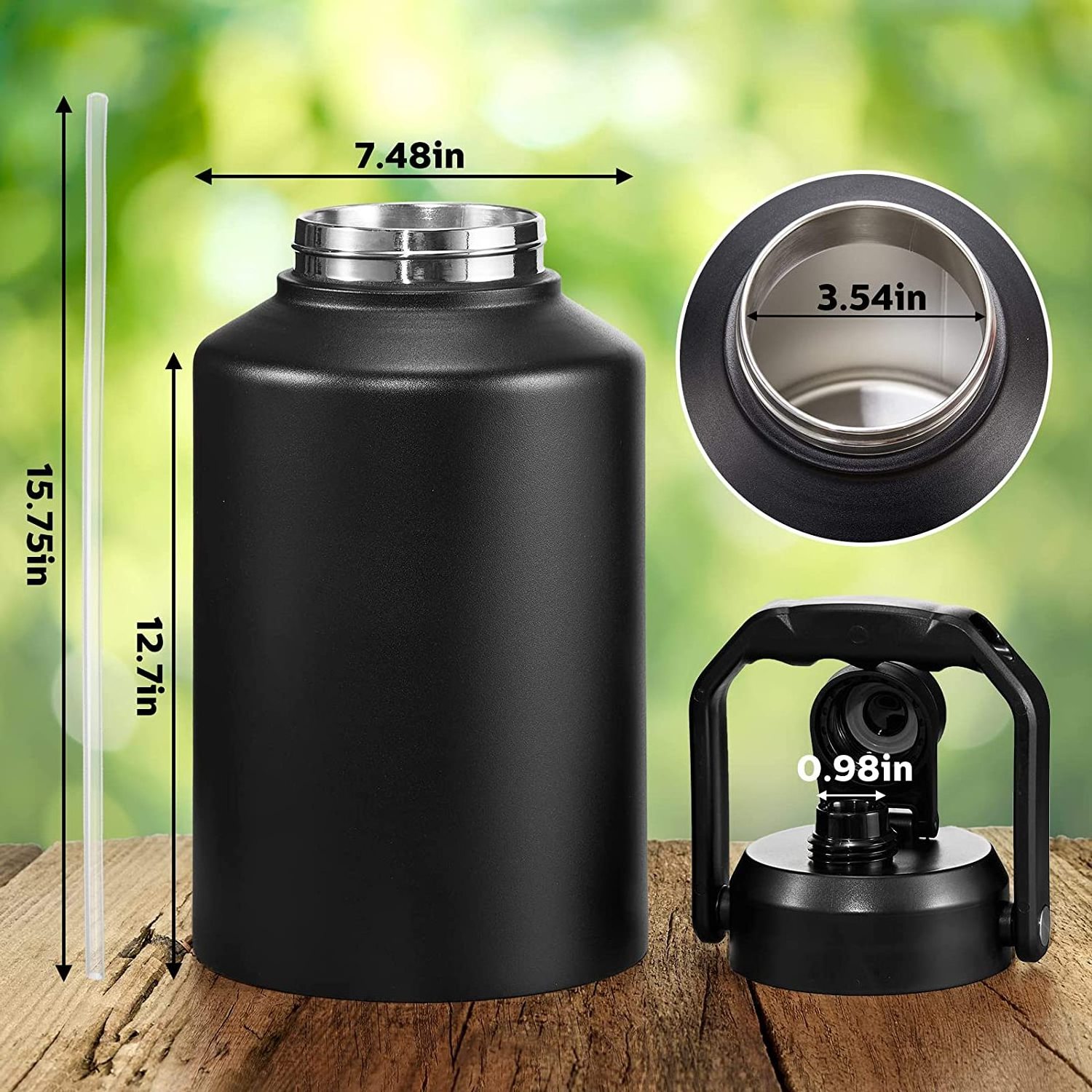 128OZ Insulated Water Jug One Gallon Vacuum flask Bicycle Water Bottle Stainless steel Handle bottle insulated tumbler