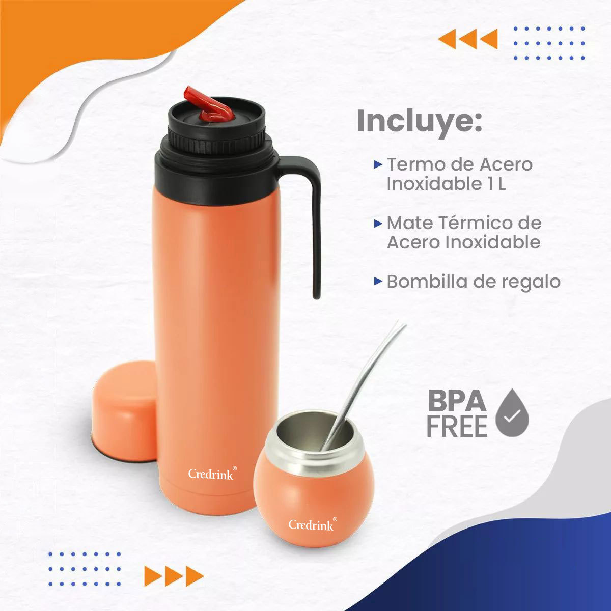 Hot Sale 1.0L Argentina High Vacuum Termos Double Wall Stainless Steel Thermos Water Bottle With Handle