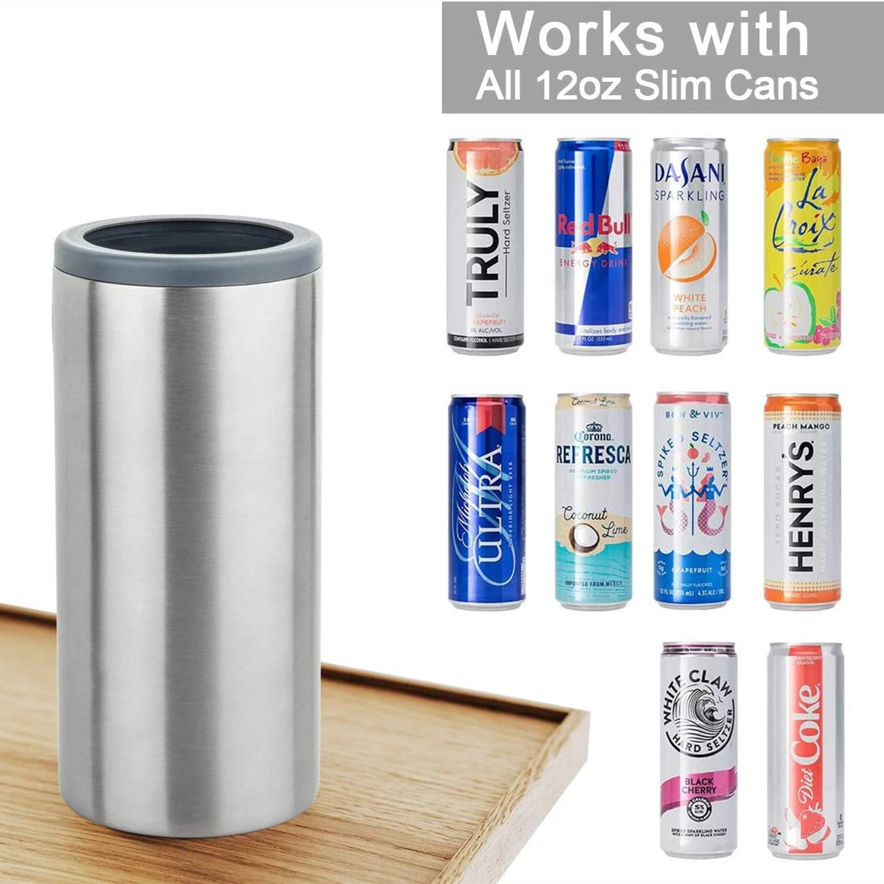 Stainless Steel Skinny Tumbler Cup Can Cooler for Slim Beer Thermos Bottle Coffee Double Wall Vacuum Flasks Insulated Drinkware