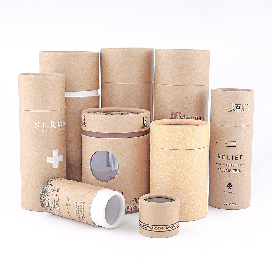 Custom round empty paper tube packaging candle Biodegradable kraft tissue candle window cylinder box