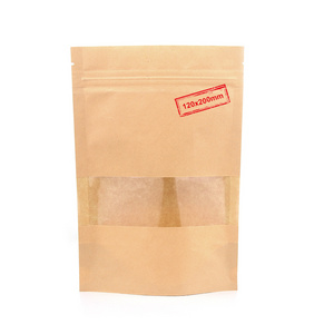 wholesale stock natural kraft smell proof zip locker white seed 3.5g mylar bag with clear window