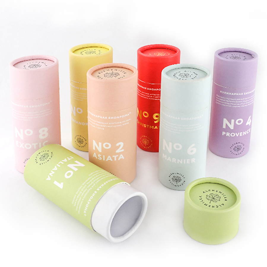 Kraft food grade cylinder craft containers shaker tube custom tea for brown deodorant tubes spices packaging paper can