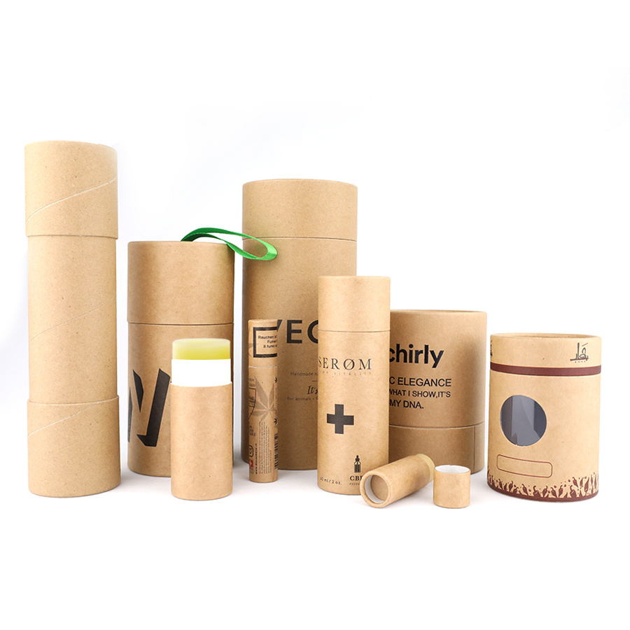 Custom round empty paper tube packaging candle Biodegradable kraft tissue candle window cylinder box