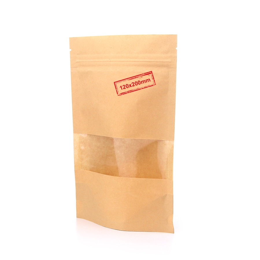 wholesale stock natural kraft smell proof zip locker white seed 3.5g mylar bag with clear window